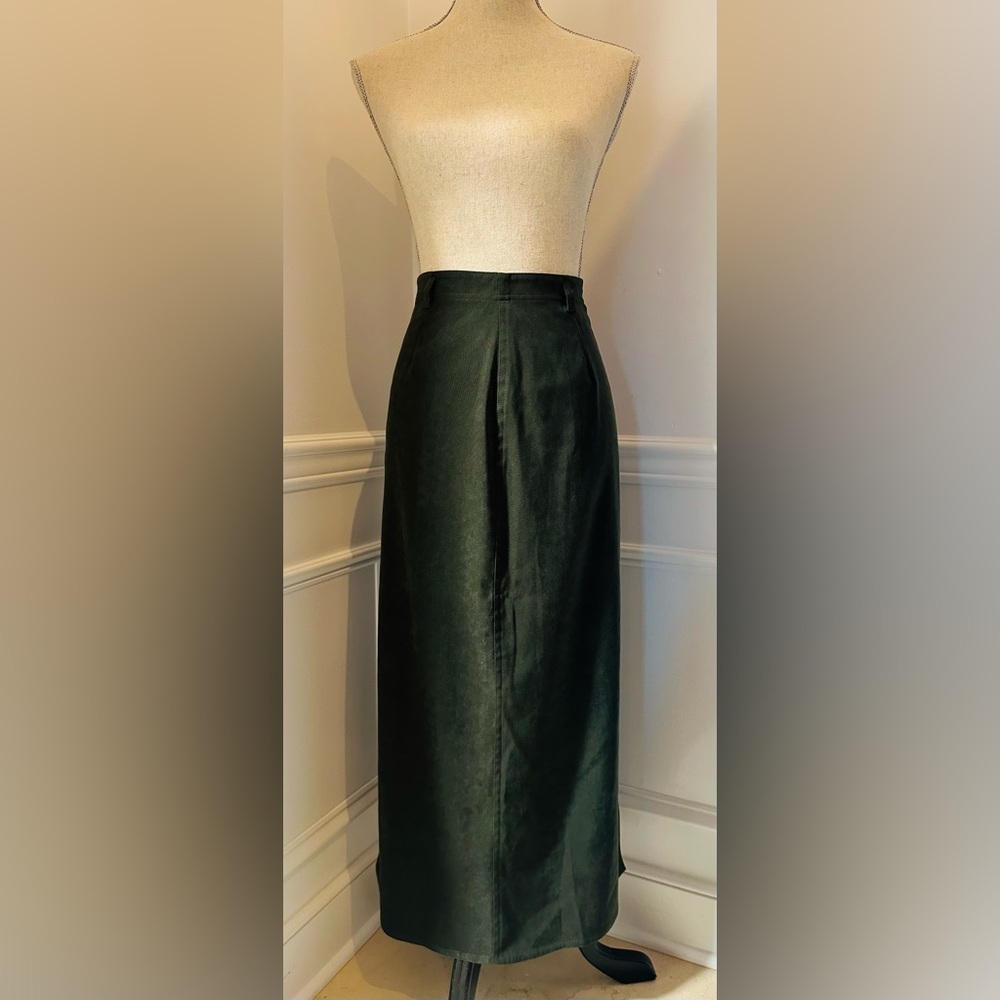 Talbots Maxi Skirt 8 Olive Stretch Business Casual Career Classic Minimalist